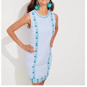 Vineyard Vines Blue and White Hydrangea Striped Dress NWT